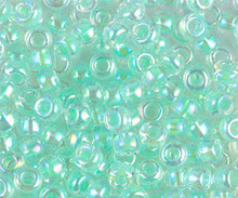 Japanese Miyuki Seed Beads, size 6/0, SKU 111031.MYK6-0271, light mint green lined crystal AB, (1 tube, apprx 24-28 grams, apprx 315 beads per tube)