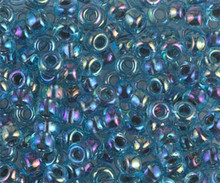 Japanese Miyuki Seed Beads, size 6/0, SKU 111031.MYK6-0339, blue lined aqua AB, (1 tube, apprx 24-28 grams, apprx 315 beads per tube)