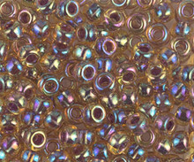 Japanese Miyuki Seed Beads, size 6/0, SKU 111031.MYK6-0342, berry lined light topaz AB, (1 tube, apprx 24-28 grams, apprx 315 beads per tube)