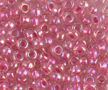 Japanese Miyuki Seed Beads, size 6/0, SKU 111031.MYK6-0355, hot pink lined crystal AB, (1 tube, apprx 24-28 grams, apprx 315 beads per tube)