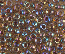 Japanese Miyuki Seed Beads, size 6/0, SKU 111031.MYK6-0357, root beer lined light topaz AB, (1 tube, apprx 24-28 grams, apprx 315 beads per tube)