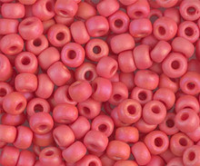 Japanese Miyuki Seed Beads, size 6/0, SKU 111031.MYK6-0407FR, matte opaque vermillion red AB, (1 tube, apprx 24-28 grams, apprx 315 beads per tube)