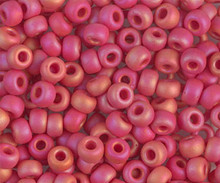 Japanese Miyuki Seed Beads, size 6/0, SKU 111031.MYK6-0408FR, matte opaque red AB, (1 tube, apprx 24-28 grams, apprx 315 beads per tube)