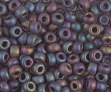 Japanese Miyuki Seed Beads, size 6/0, SKU 111031.MYK6-0409FR, matte opaque chocolate AB, (1 tube, apprx 24-28 grams, apprx 315 beads per tube)