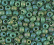 Japanese Miyuki Seed Beads, size 6/0, SKU 111031.MYK6-0411FR, matte opaque green AB, (1 tube, apprx 24-28 grams, apprx 315 beads per tube)