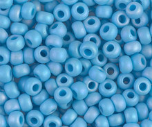 Japanese Miyuki Seed Beads, size 6/0, SKU 111031.MYK6-0413FR, matte opaque turquoise blue AB, (1 tube, apprx 24-28 grams, apprx 315 beads per tube)