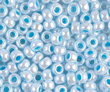 Japanese Miyuki Seed Beads, size 6/0, SKU 111031.MYK6-0430, aqua lined white pearl, (1 tube, apprx 24-28 grams, apprx 315 beads per tube)