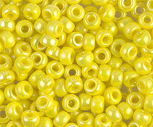 Japanese Miyuki Seed Beads, size 6/0, SKU 111031.MYK6-0472 (was 0404R), opaque yellow AB, (1 tube, apprx 24-28 grams, apprx 315 beads per tube)