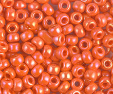 Japanese Miyuki Seed Beads, size 6/0, SKU 111031.MYK6-0474 (was 0406R), opaque orange AB, (1 tube, apprx 24-28 grams, apprx 315 beads per tube)