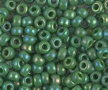 Japanese Miyuki Seed Beads, size 6/0, SKU 111031.MYK6-0480 (was 411R), opaque green AB, (1 tube, apprx 24-28 grams, apprx 315 beads per tube)