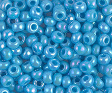 Japanese Miyuki Seed Beads, size 6/0, SKU 111031.MYK6-0482 (was 413R), opaque turquoise blue AB, (1 tube, apprx 24-28 grams, apprx 315 beads per tube)