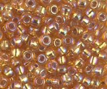 Japanese Miyuki Seed Beads, size 6/0, SKU 111031.MYK6-1004, silver lined dark gold AB, (1 tube, apprx 24-28 grams, apprx 315 beads per tube)