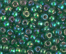 Japanese Miyuki Seed Beads, size 6/0, SKU 111031.MYK6-1016, silver lined green AB, (1 tube, apprx 24-28 grams, apprx 315 beads per tube)