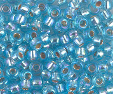 Japanese Miyuki Seed Beads, size 6/0, SKU 111031.MYK6-1018, silver lined aqua AB, (1 tube, apprx 24-28 grams, apprx 315 beads per tube)