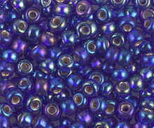 Japanese Miyuki Seed Beads, size 6/0, SKU 111031.MYK6-1020, silver lined cobalt AB, (1 tube, apprx 24-28 grams, apprx 315 beads per tube)