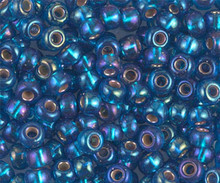 Japanese Miyuki Seed Beads, size 6/0, SKU 111031.MYK6-1025, silver lined capri blue AB, (1 tube, apprx 24-28 grams, apprx 315 beads per tube)