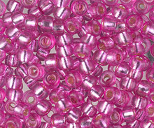 Japanese Miyuki Seed Beads, size 6/0, SKU 111031.MYK6-4267, duracoat silver lined dyed pink parfait, (1 tube, apprx 24-28 grams, apprx 315 beads per tube)