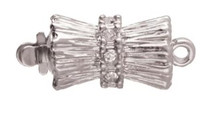 Push Pull Clasp, 1-strand, 13x8mm, silver plate (each)