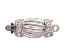 Push Pull Clasp, 1-strand, 16x9mm, silver plate (each)