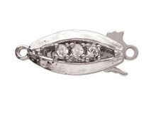 Push Pull Clasp, 1-strand, 15x7mm, silver plate (each)