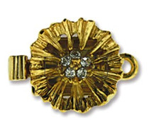 Round 5 Crystals, 1-strand, 14mm, gold plate (each)
