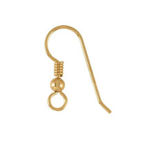 14/20 Yellow Gold-Filled Ear Wire with Loop, .025"/22 ga, 3mm Bead and Coil (pk of 2)