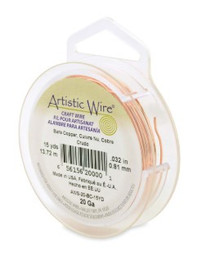 Artistic Wire, Round, dead soft, bare copper, 20 gauge, 15-yd spool (1 spool)