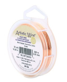 Artistic Wire, Round, dead soft, bare copper, 24 gauge, 20-yd spool (1 spool)