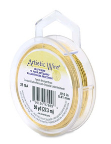 Artistic Wire, Round, dead soft, nontarnish brass, 26 gauge, 30-yd spool (1 spool)