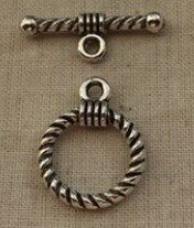 Toggle clasp, twist wire, pewter, 19mmx14mm, (set)