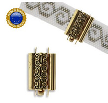 beadslide clasp, squiggle, 10x18mm, antq gold (ea)
