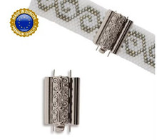 beadslide clasp, squiggle, 10x18mm, silver plate, (ea)
