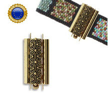 beadslide clasp, squiggle, 10x24mm, antq gold (ea)