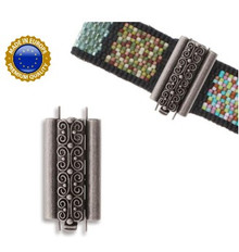 beadslide clasp, squiggle, 10x24mm, antq silver (ea)