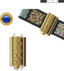 beadslide clasp, squiggle, 10x24mm, gold plate (ea)