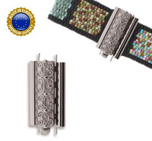 beadslide clasp, squiggle, 10x24mm, silver plate (ea)