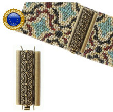 beadslide clasp, squiggle, 10x29mm, antq brass (ea)