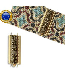 beadslide clasp, squiggle, 10x29mm, antq gold (ea)