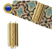 beadslide clasp, squiggle, 10x29mm, gold plate (ea)