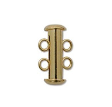 Slide Clasp, Gold-Plated, Plain, 2-strand, 16mm, (1 clasp)