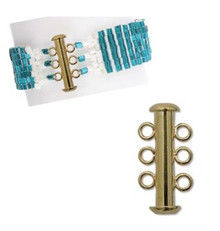 Slide Clasp, Gold-Plated, Plain, 3-strand, 21mm, (1 clasp)