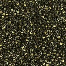Delica Beads (Miyuki), size 11/0 (same as 12/0), SKU 195006.DB11-0011cut, olive metallic, (10gram tube, apprx 1900 beads)