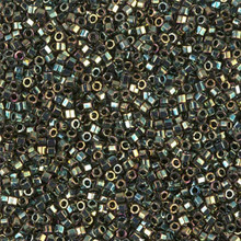 Delica Beads (Miyuki), size 11/0 (same as 12/0), SKU 195006.DB11-0024cut, green metallic, (10gram tube, apprx 1900 beads)