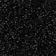 Delica Beads (Miyuki), size 11/0 (same as 12/0), SKU 195006.DB11-0010, black opaque, (10gram tube, apprx 1900 beads)