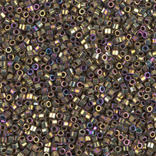Delica Beads (Miyuki), size 11/0 (same as 12/0), SKU 195006.DB11-0029cut, metallic purple gold iris, (10gram tube, apprx 1900 beads)