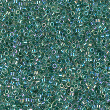 Delica Beads (Miyuki), size 11/0 (same as 12/0), SKU 195006.DB11-0060, lined lime ab, (10gram tube, apprx 1900 beads)