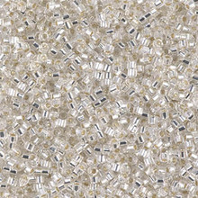 Delica Beads (Miyuki), size 11/0 (same as 12/0), SKU 195006.DB11-0041cut, silver lined crystal, (10gram tube, apprx 1900 beads)