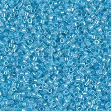 Delica Beads (Miyuki), size 11/0 (same as 12/0), SKU 195006.DB11-0057, lined sky blue ab, (10gram tube, apprx 1900 beads)