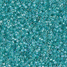 Delica Beads (Miyuki), size 11/0 (same as 12/0), SKU 195006.DB11-0079, lined aqua blue ab, (10gram tube, apprx 1900 beads)