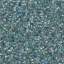 Delica Beads (Miyuki), size 11/0 (same as 12/0), SKU 195006.DB11-0084, lined light seafoam ab, (10gram tube, apprx 1900 beads)